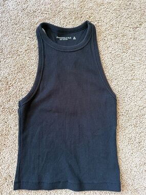 Abercrombie & Fitch Black Ribbed High-Neck Tank